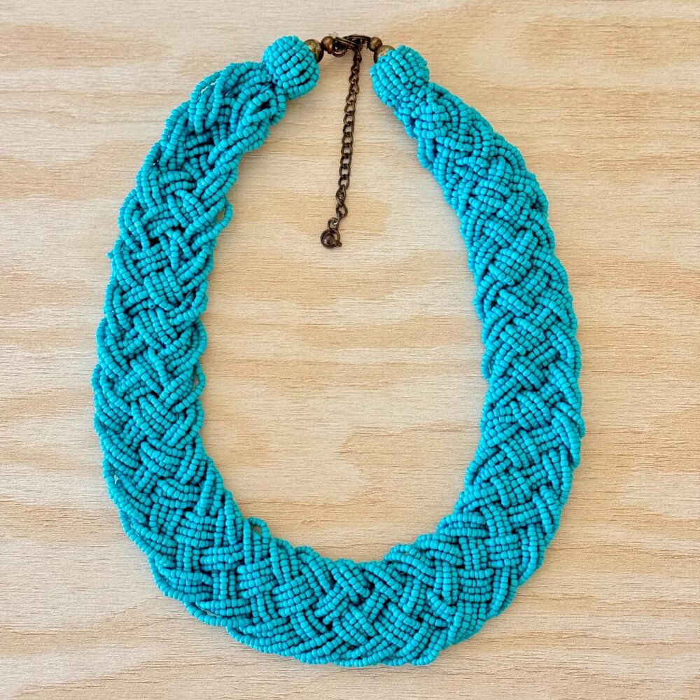 Beautiful Turquoise Beaded Statement Necklace - image 2